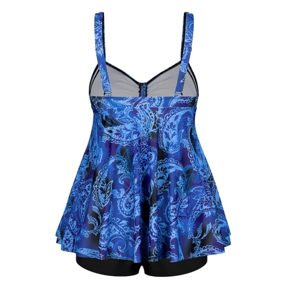 Plus Size Swimsuits Two Piece Tankini Bathing Suits Tummy Control - Picture 7 of 11